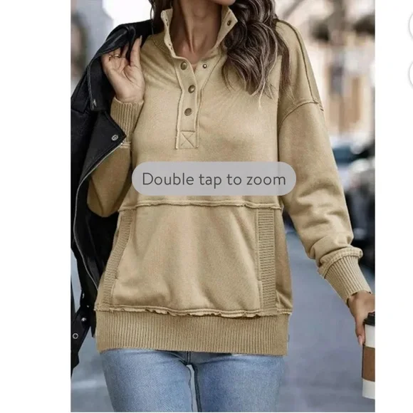 NWOT never worn. Women's Beige Pullover Sweatshirt size xl - Picture 6 of 8